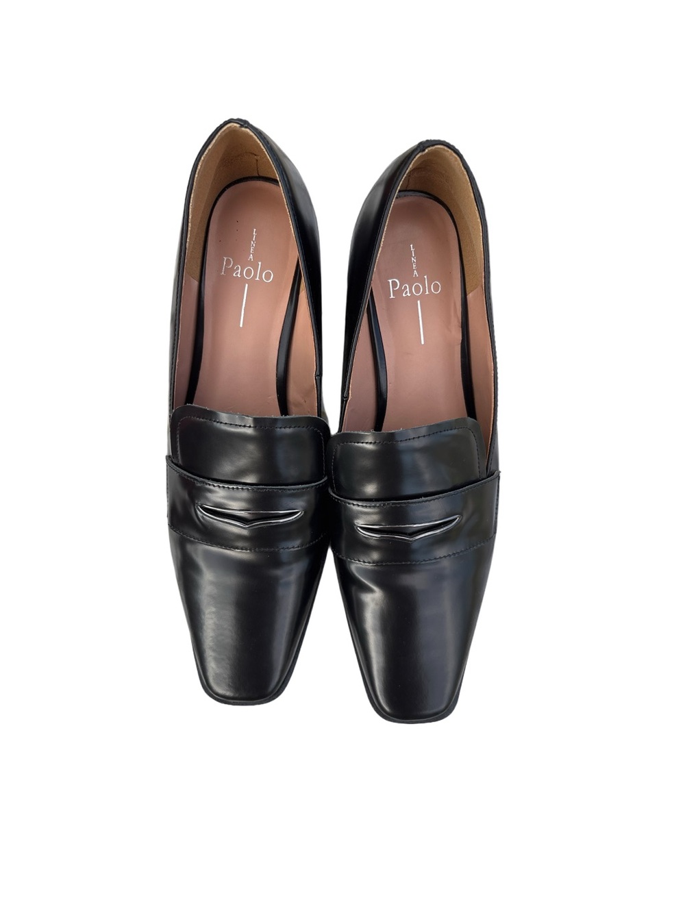 Paolo Black Square-Toe Penny Loafers